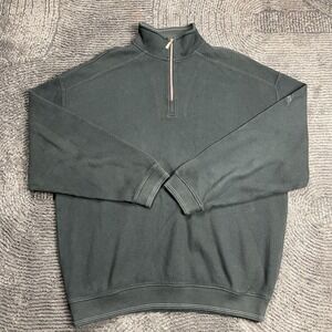 Tommy Bahama Men's XL 1/4 Zip Pullover Sweater Black Cotton Long Sleeve Faded